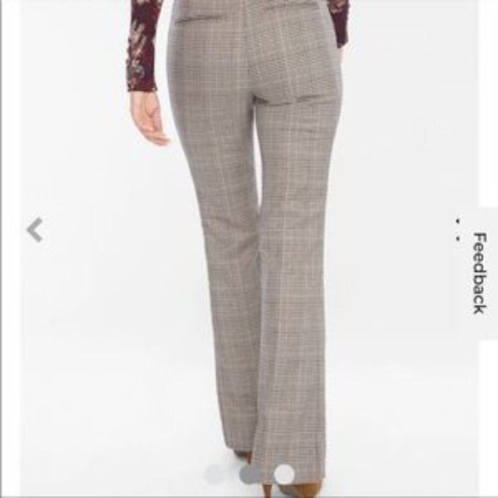 Chico's Trouser Pant So Slimming Plaid Houndstooth Neutral Metallic Bootcut Smal - Picture 2 of 15
